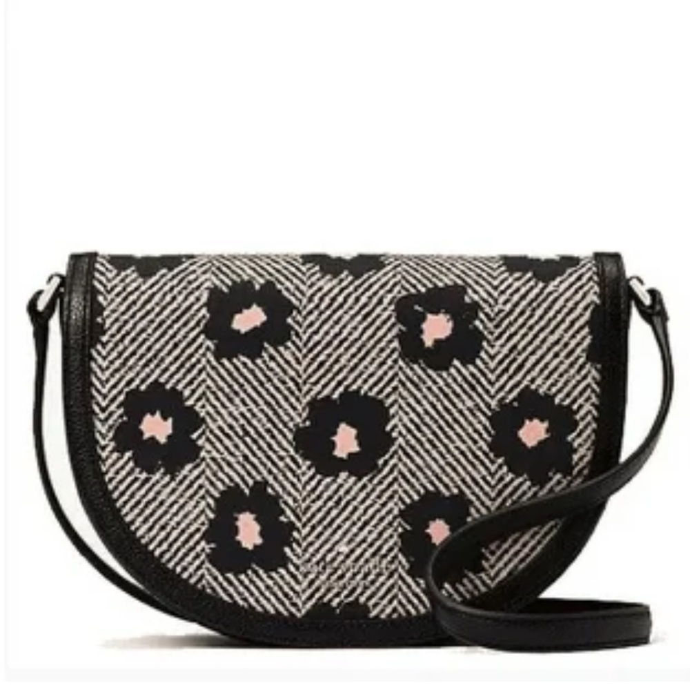 Kate Spade Luna Crescent Crossbody Herringbone Floral NWOT Excellent condition